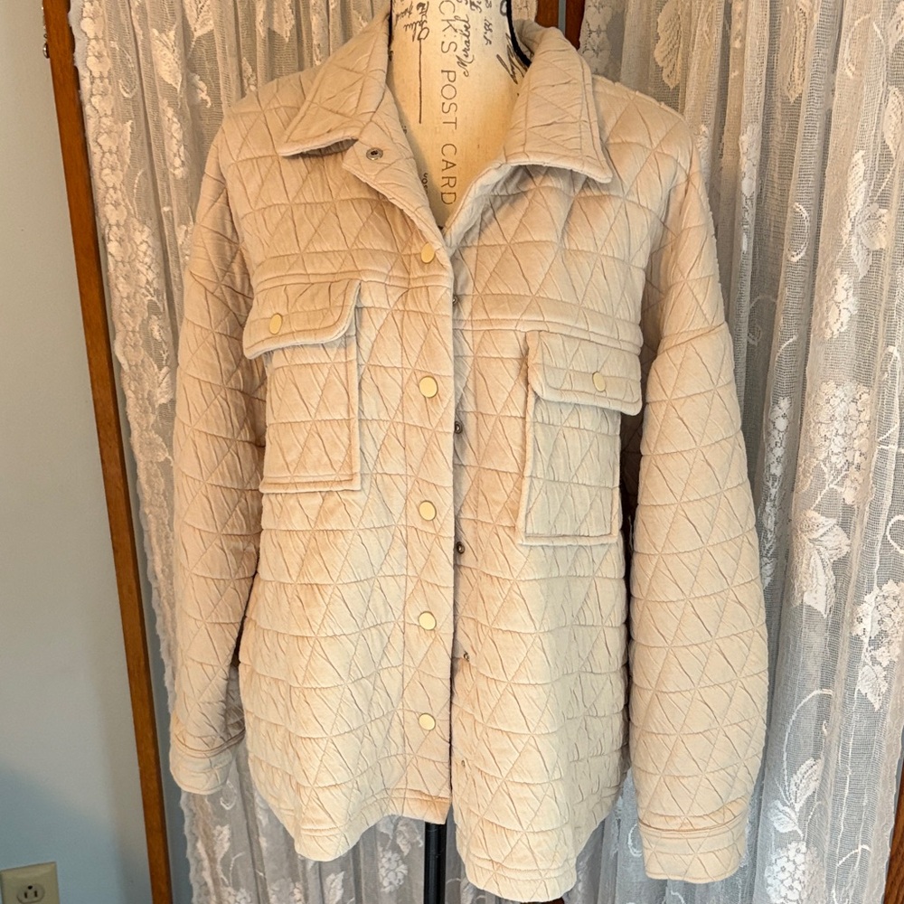 Entro Quilted Cream Utility Jacket Nwot